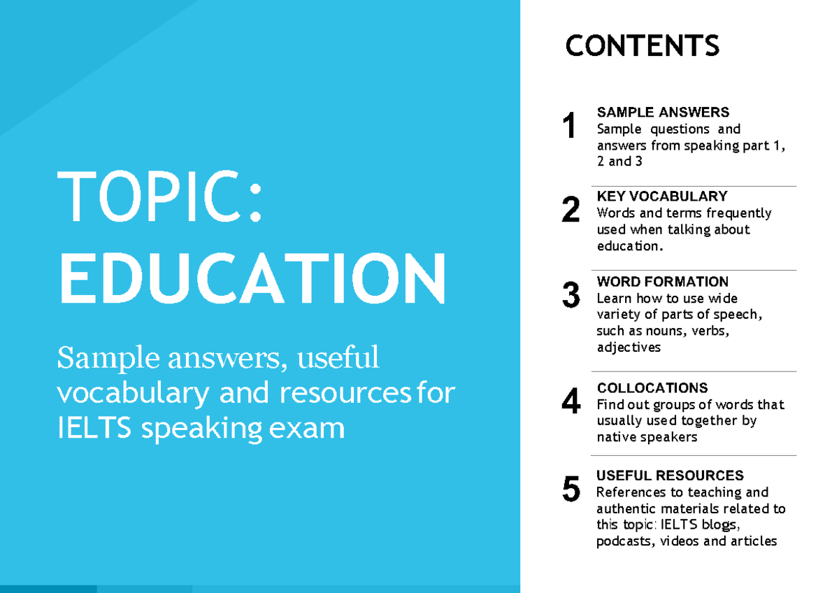 IELTS Speaking Topics: Education & Environment Sample Answers and Tips ...