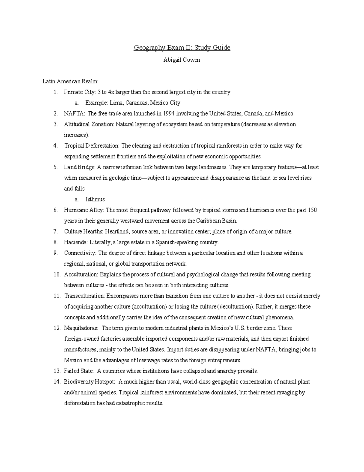 Geography Exam II Study Guide: Key Concepts & Terms Review - Studocu