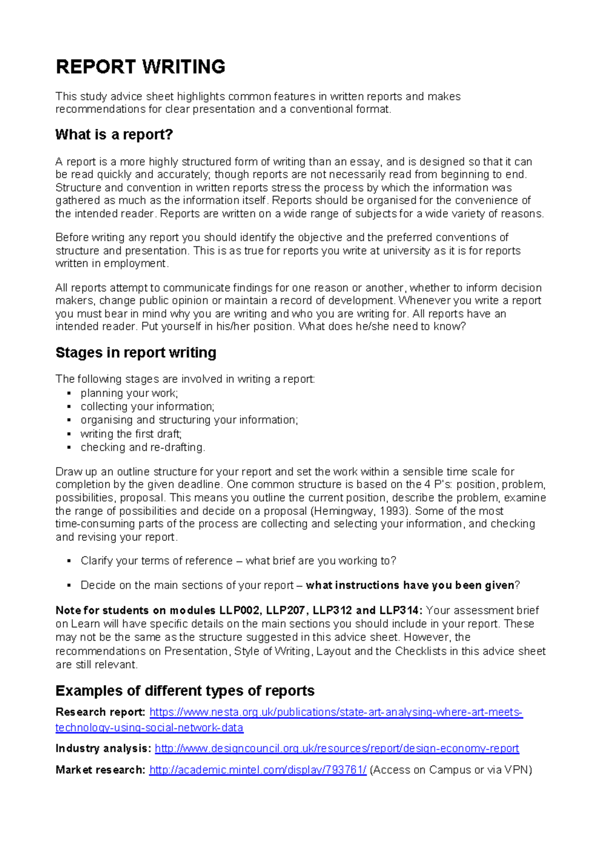 LLP002 Clinical Report Writing Guide: Structure and Presentation - Studocu