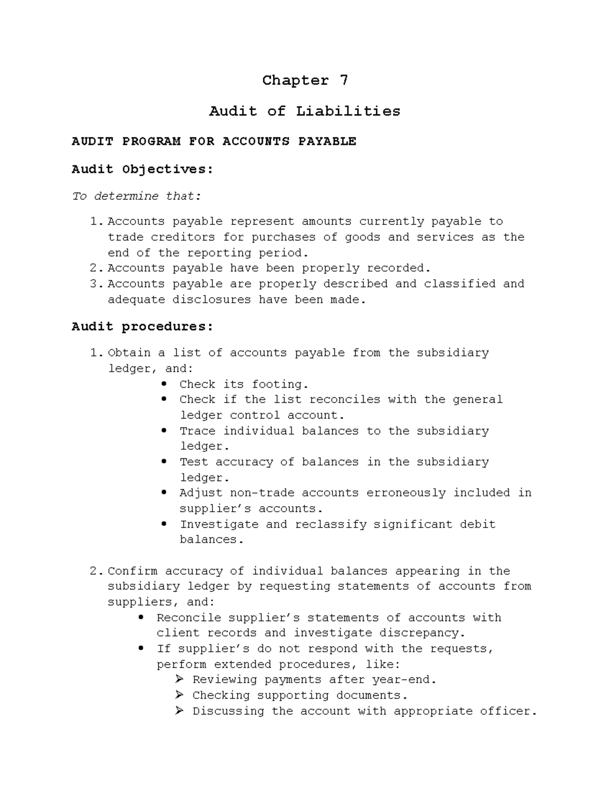 Audit of Liabilities - Detailed Examination of Current and Noncurrent ...