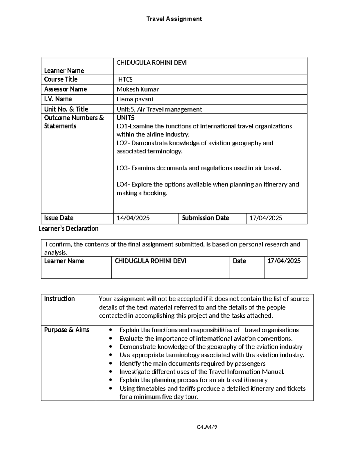 Air Travel Management Assignment: Itinerary Planning & Org Functions ...