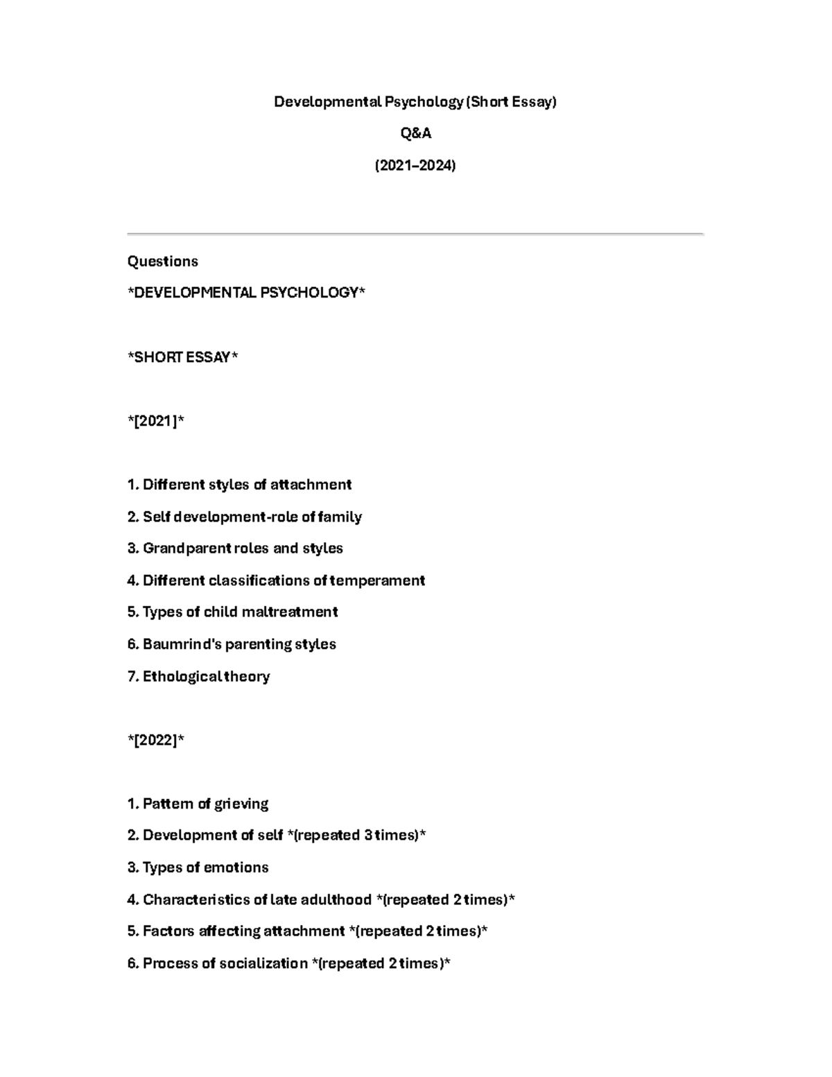 DP Q&A (Short Essay) - Key Concepts in Developmental Psychology - Studocu