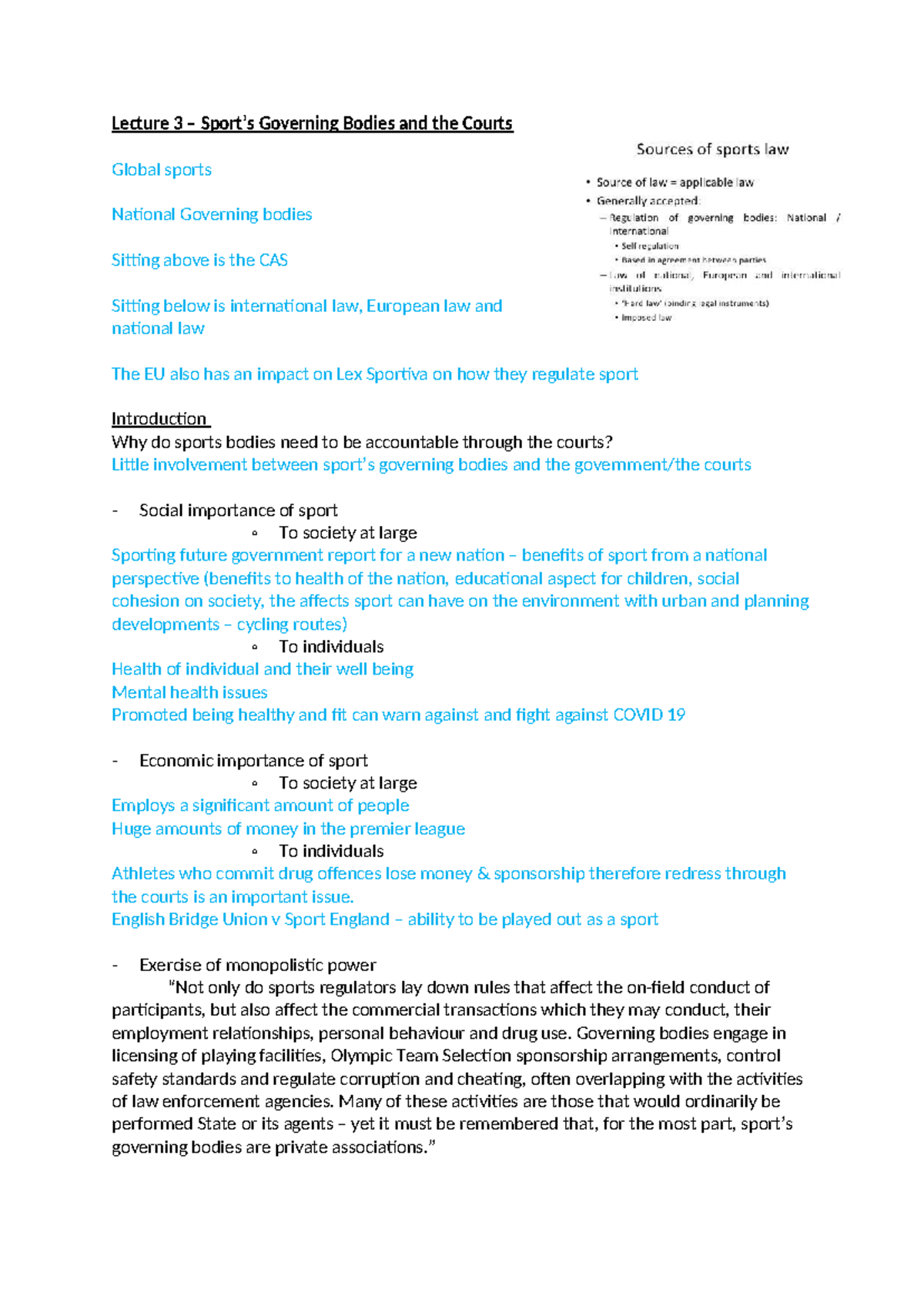 Sports Law Lecture 3: Governing Bodies, Courts, and Accountability ...