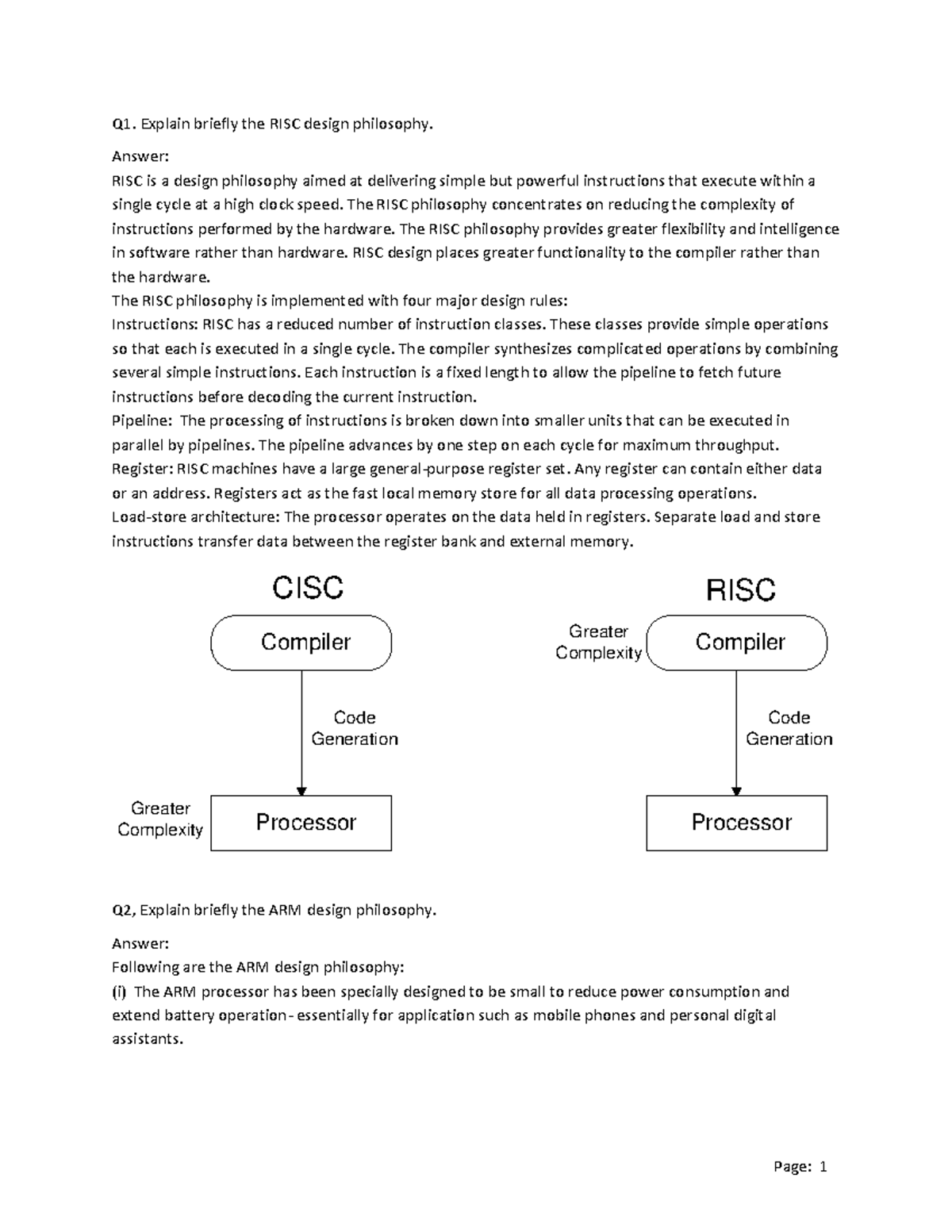 RISC & ARM Design Philosophies Overview - MES-Module-1 Exam Prep - Studocu