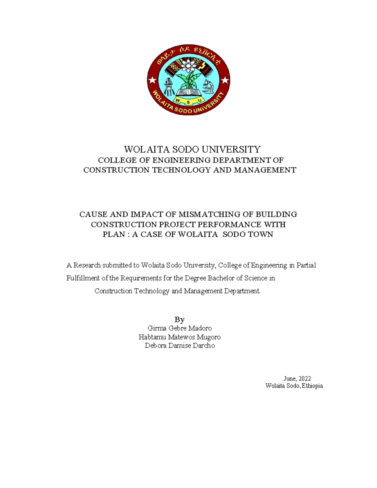 My advisee final research, signed - WOLAITA SODO UNIVERSITY COLLEGE OF ...