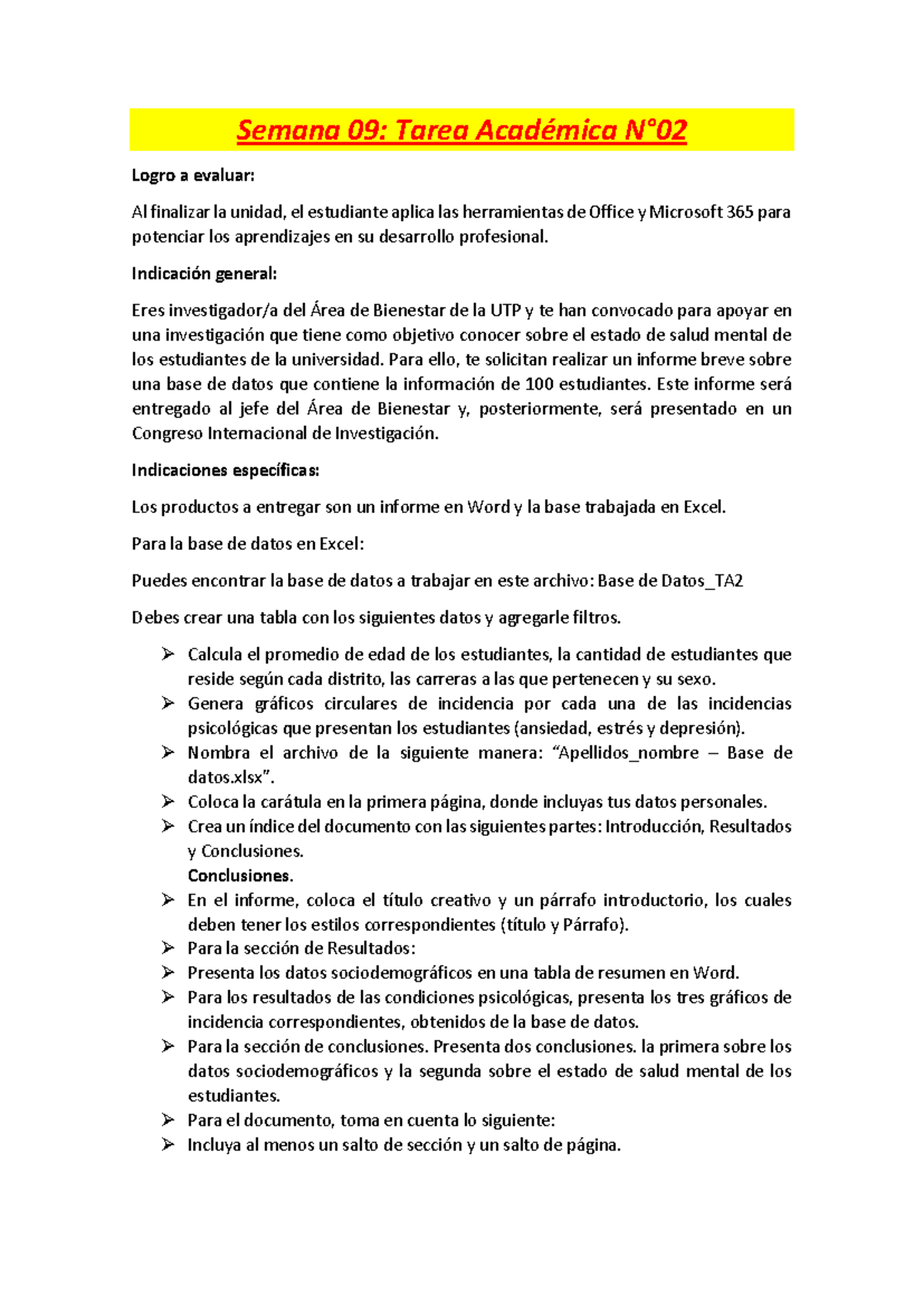 Informe Tarea Académica N°02: Salud Mental de Estudiantes UTP - Document Preview