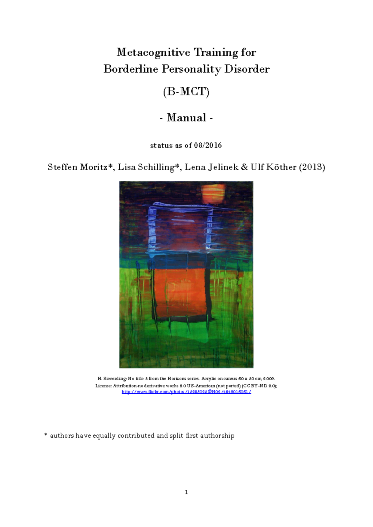 B-MCT Manual: Metacognitive Training for Borderline Personality ...