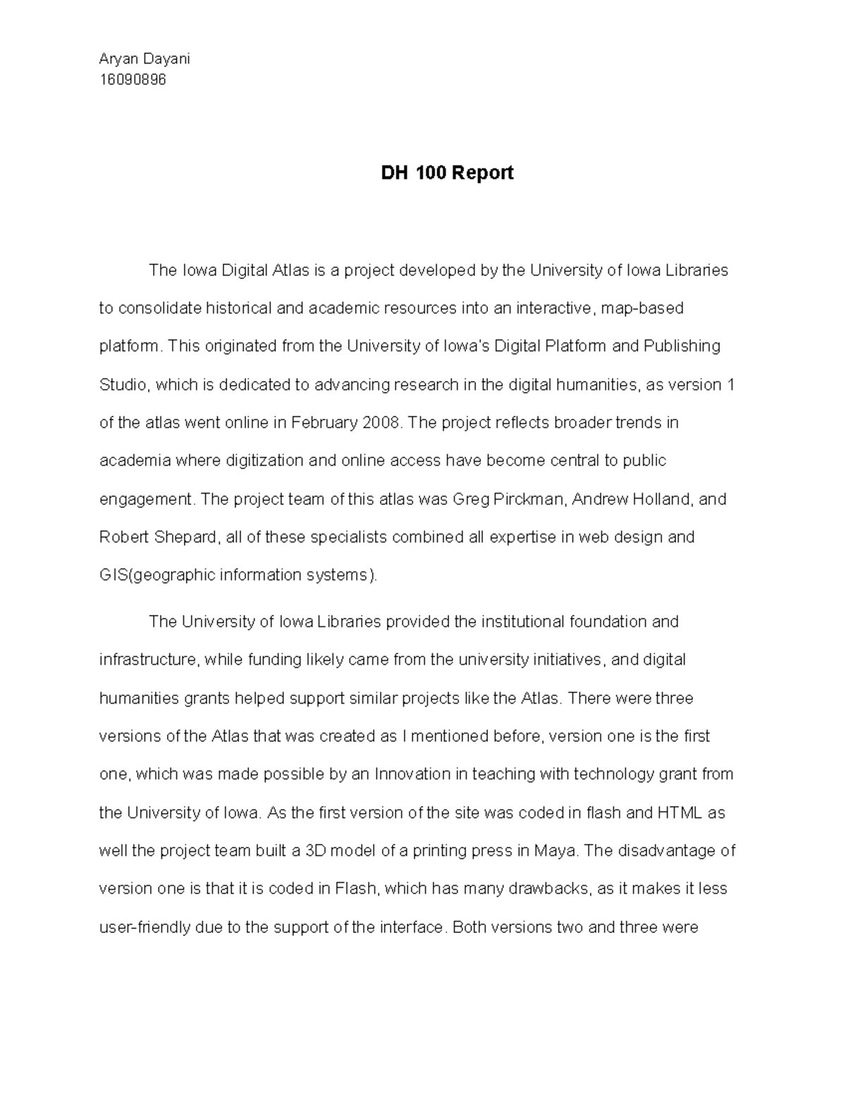 DH 100 Report: The Iowa Digital Atlas Overview and Analysis - Studocu