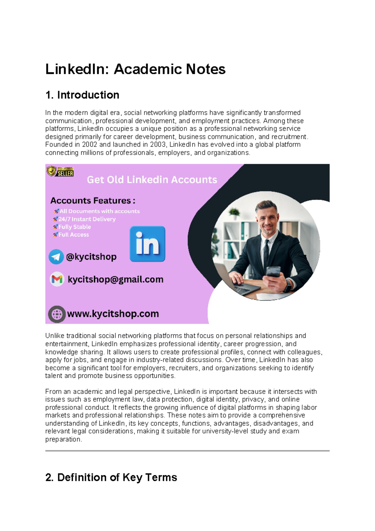 LinkedIn (USE) Academic Notes: Safely Managing Old Accounts - Studocu