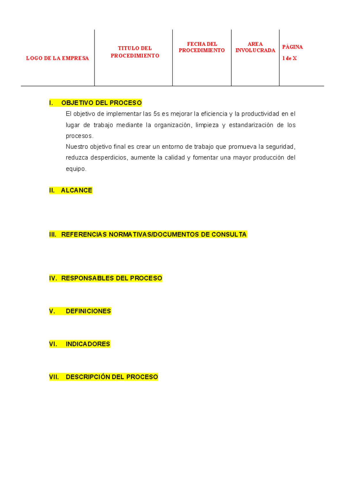 Pasos dentro del procedimiento - LOGO DE LA EMPRESA TITULO DEL ...