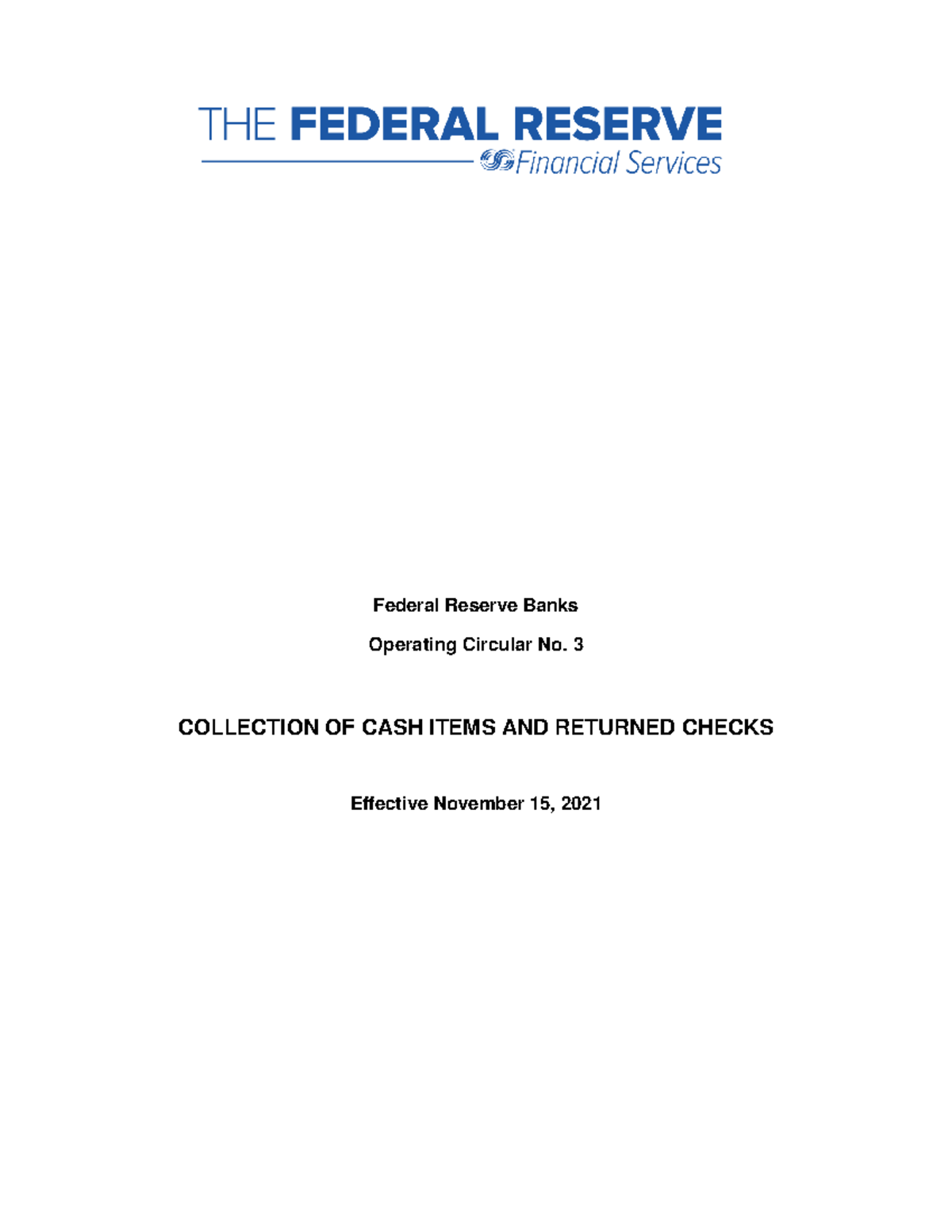 Operating Circular No. 3: Guidelines for Cash Items & Returned Checks ...