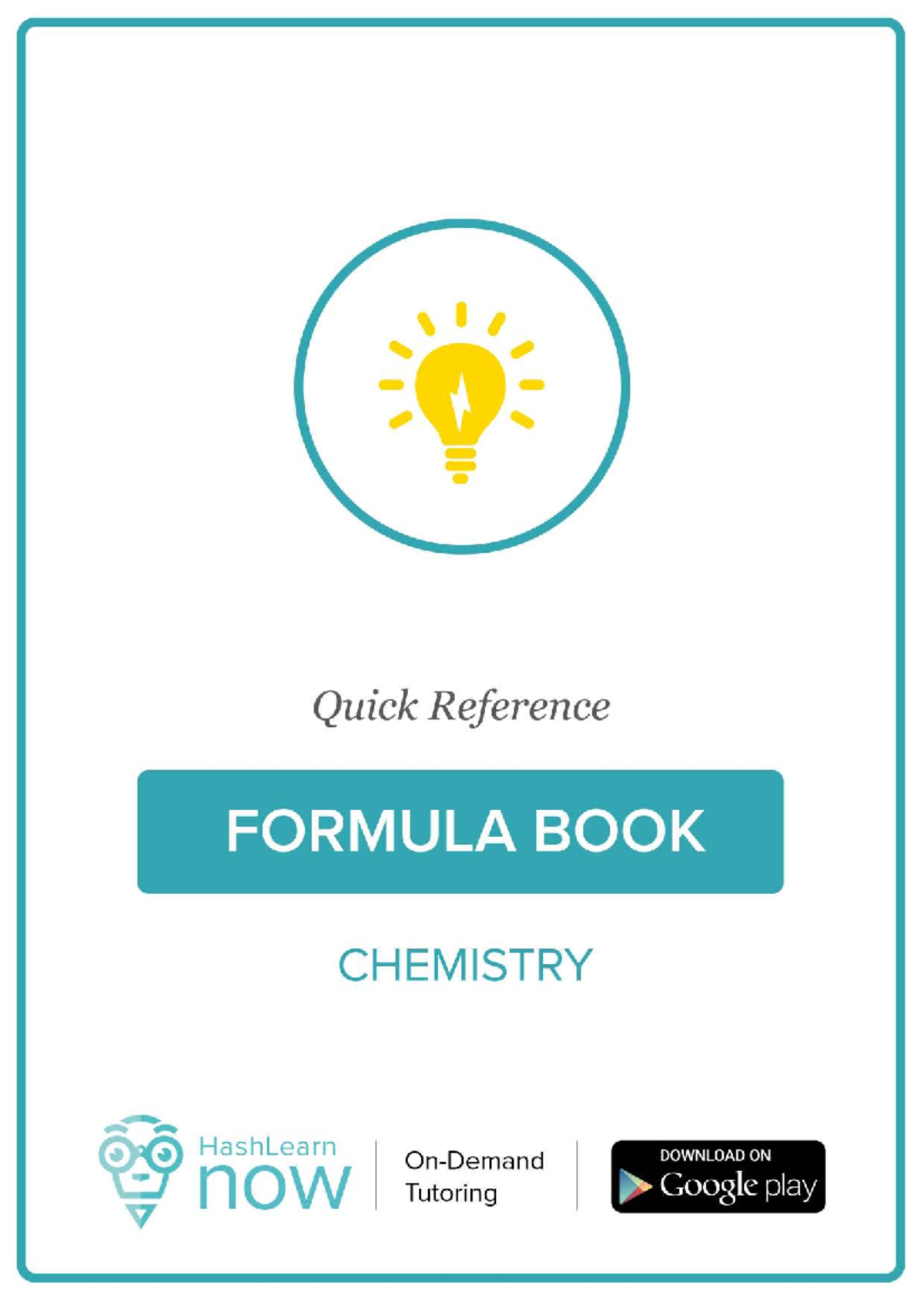 Chemistry Formula Booklet Hashlearn - Quick Reference FORMULA BOOK ...