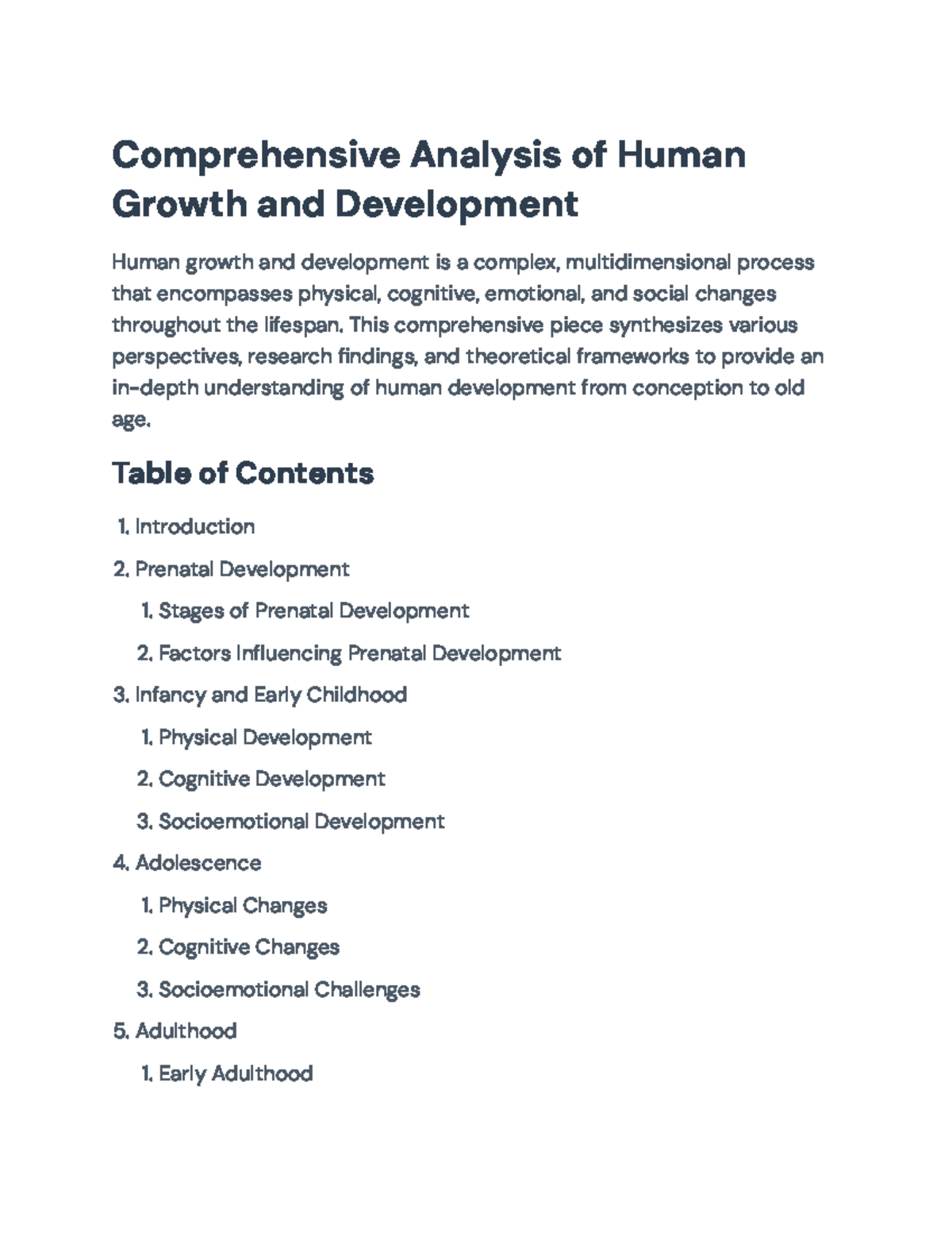 Comprehensive Overview of Human Growth and Development (PSY 101 ...