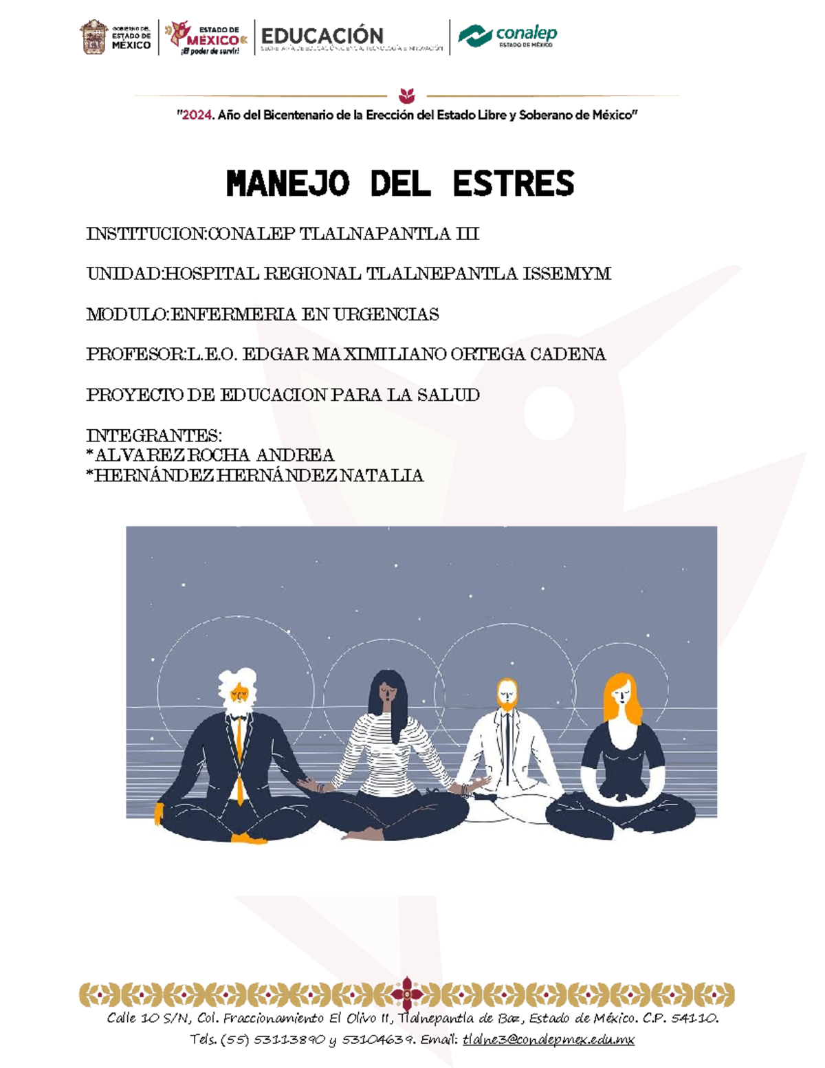 Manejo del Estrés: Proyecto de Salud en Enfermería ENF-101 - Studocu