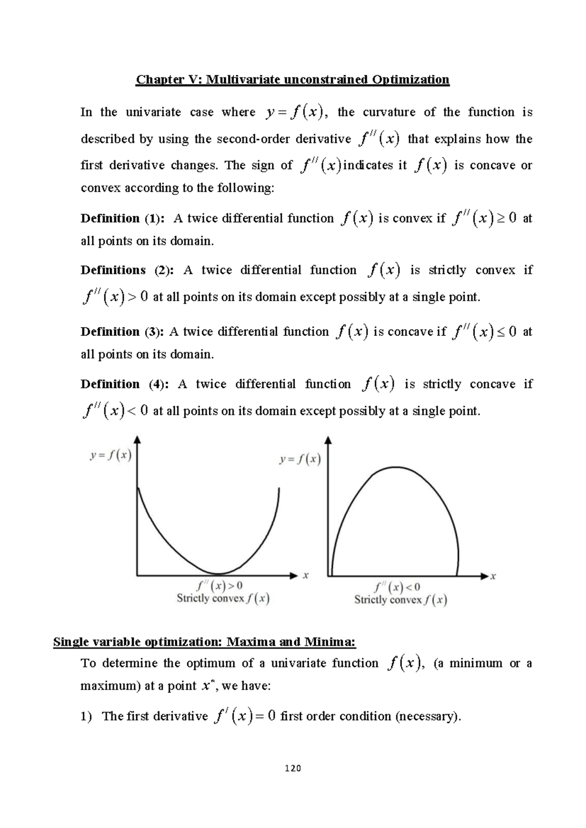3061 Chapter 5: Multivariate Unconstrained Optimization Analysis