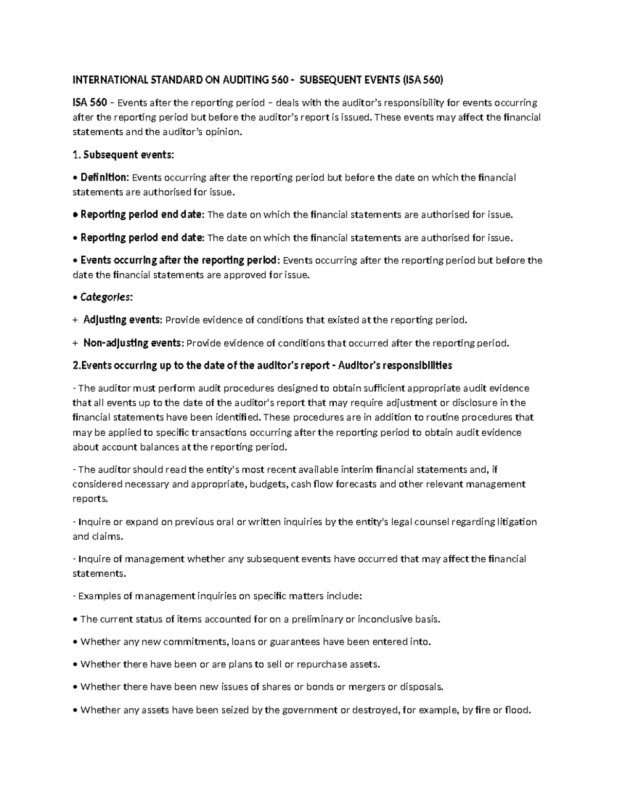 F8-ISA-560 - F8 ISA 560 - INTERNATIONAL STANDARD ON AUDITING 560 ...