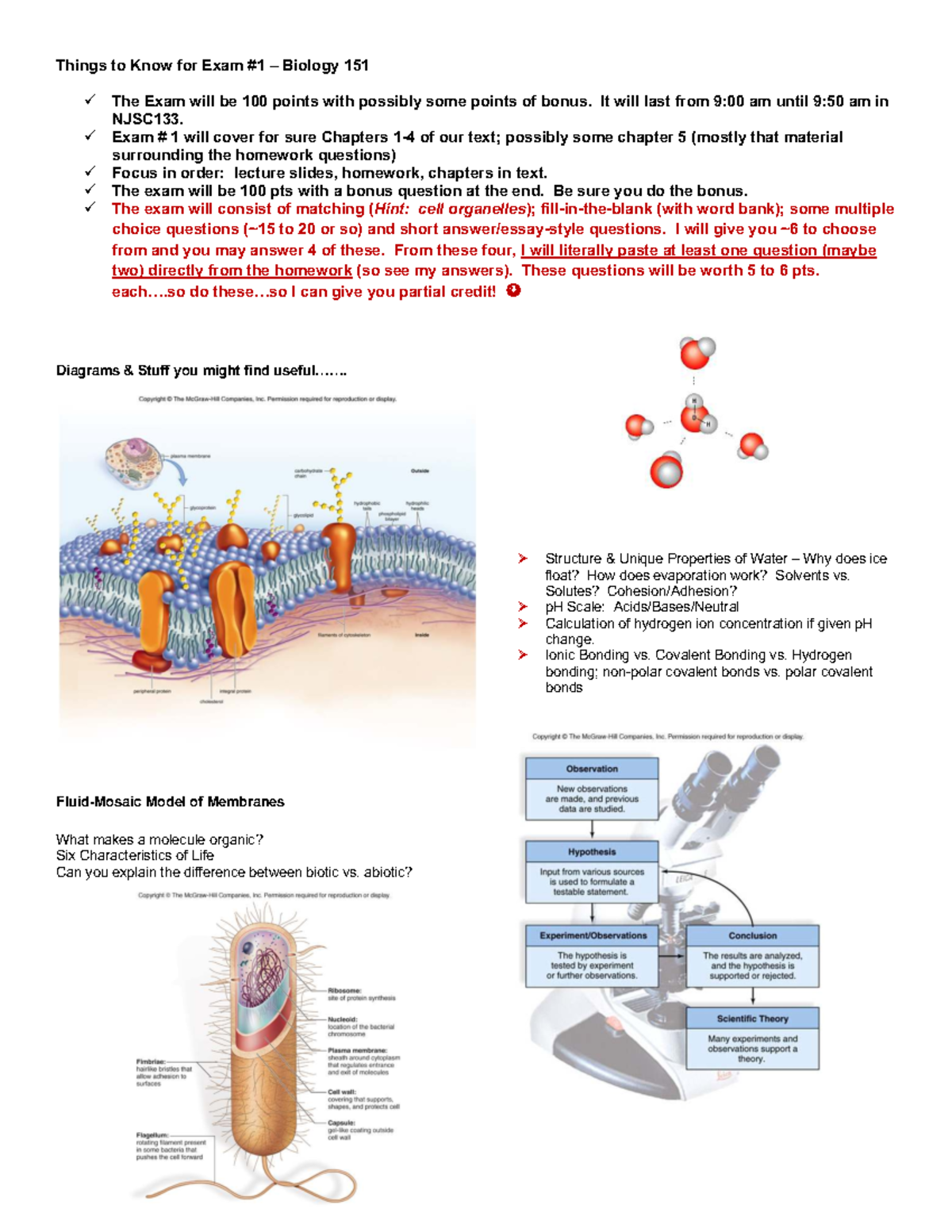 Biology 151: Final Exam Study Guide - Membrane Structure & Function ...