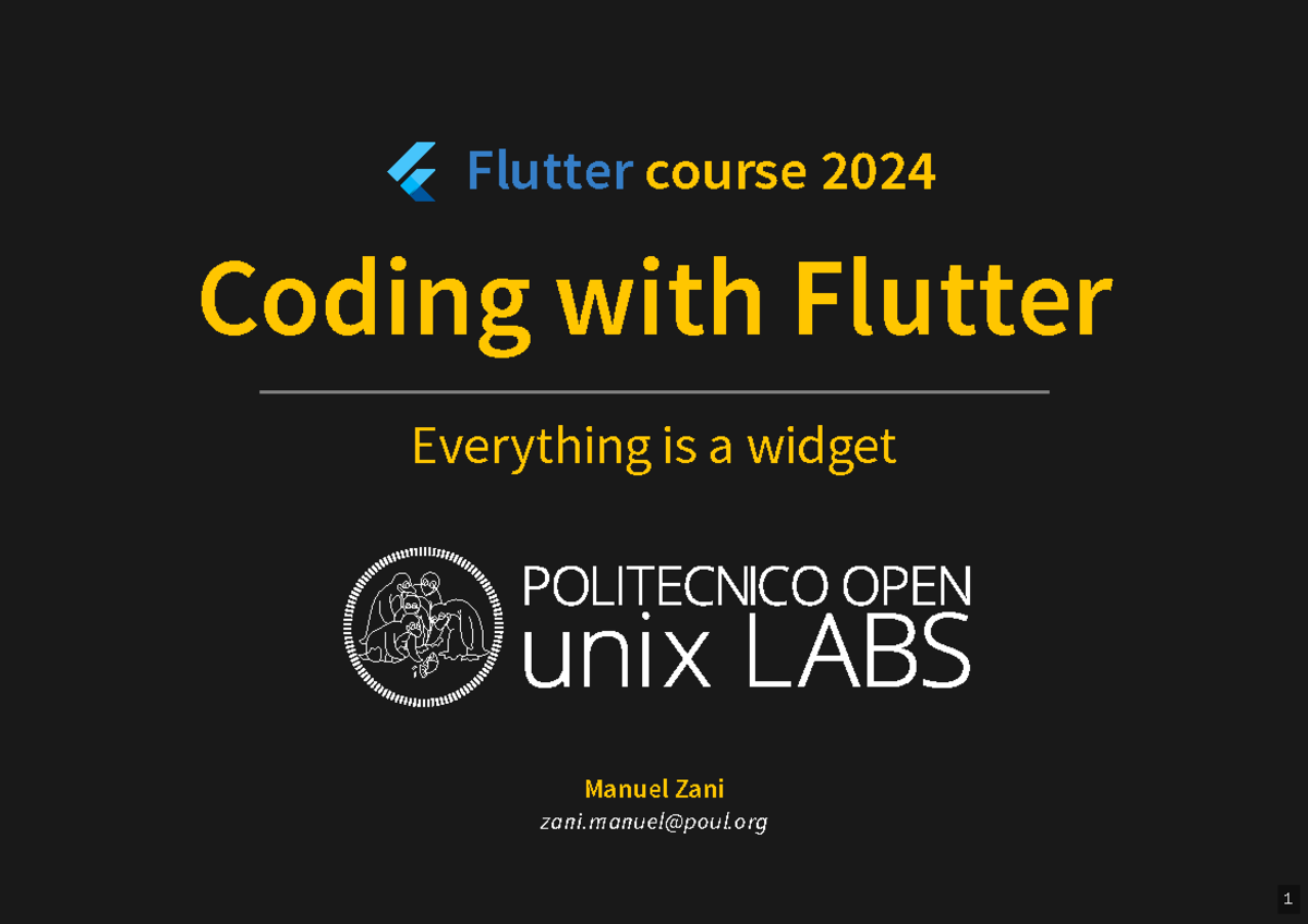 Flutter Course 2024: Everything is a Widget - Manuel Zani - Studocu
