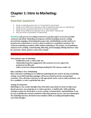 Marketing - Study Notes & Assignments - Studocu