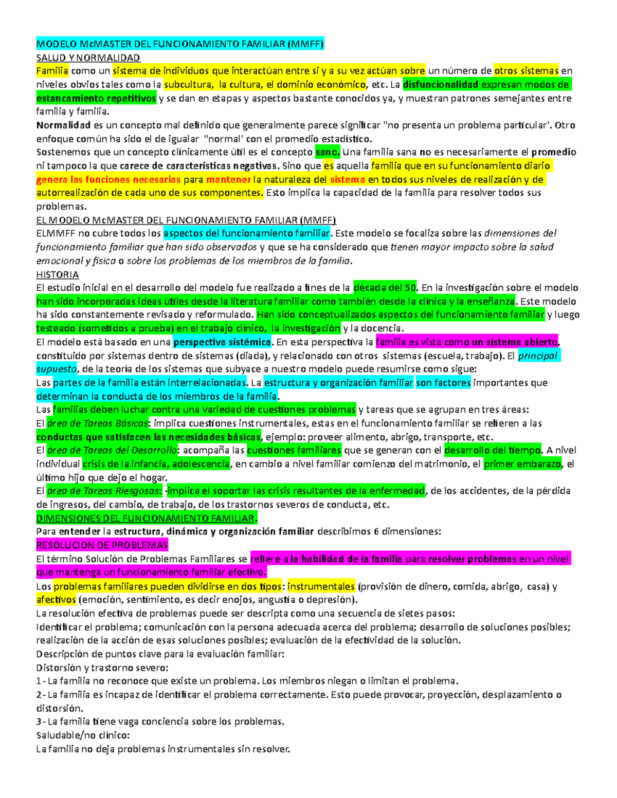 Modelo Mc Master DEL Funcionamiento Familiar - MODELO McMASTER DEL ...