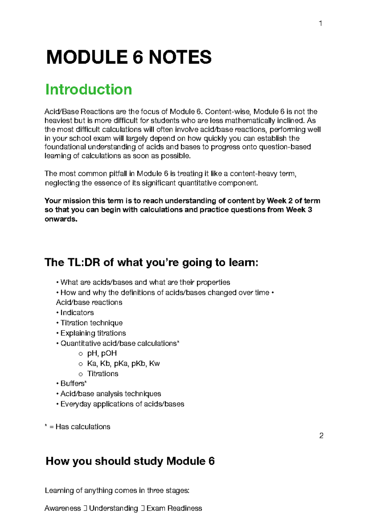 [2026] Module 6 Notes: Understanding Reactions, Acids, and Bases - Studocu