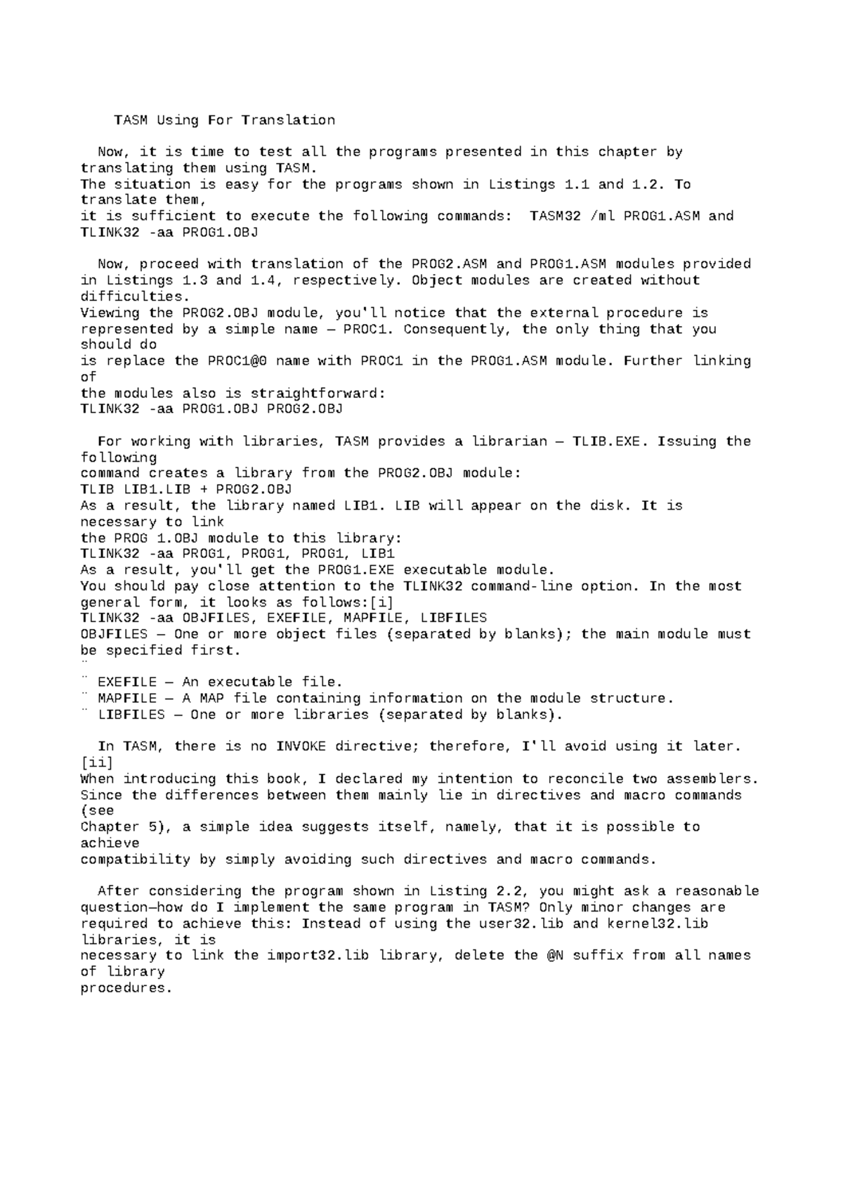 TASM Using For Translation - The situation is easy for the programs ...