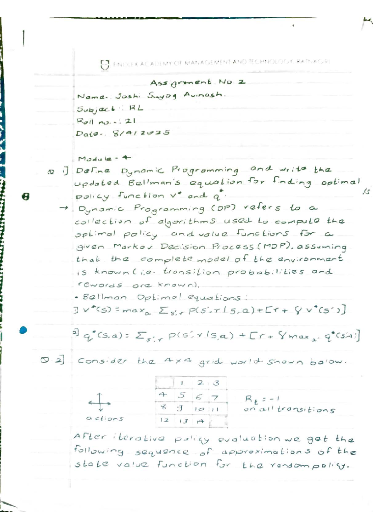 RL Assignment 2-1: Dynamic programming and Monte Carlo methods in ...