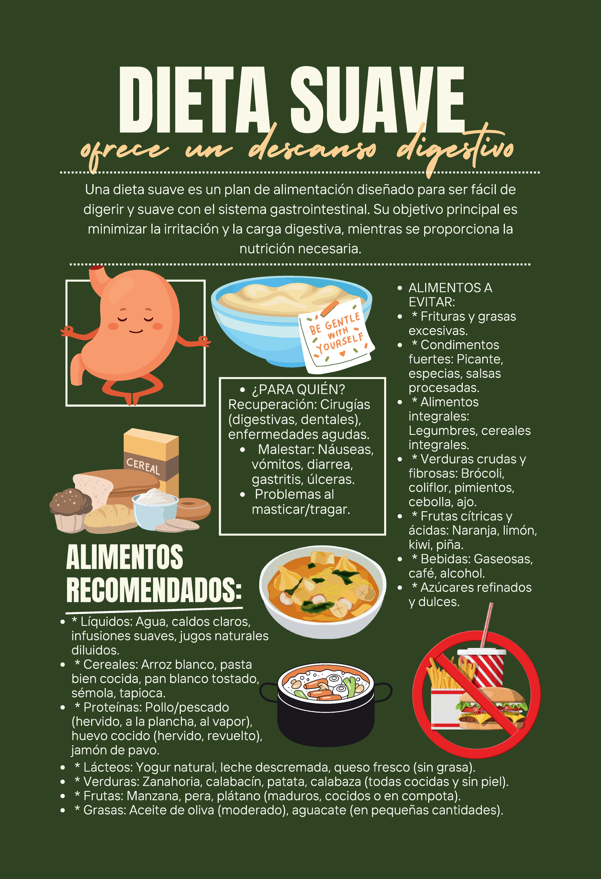 Dieta Suave: Guía de Alimentos para Digestión Fácil - Studocu
