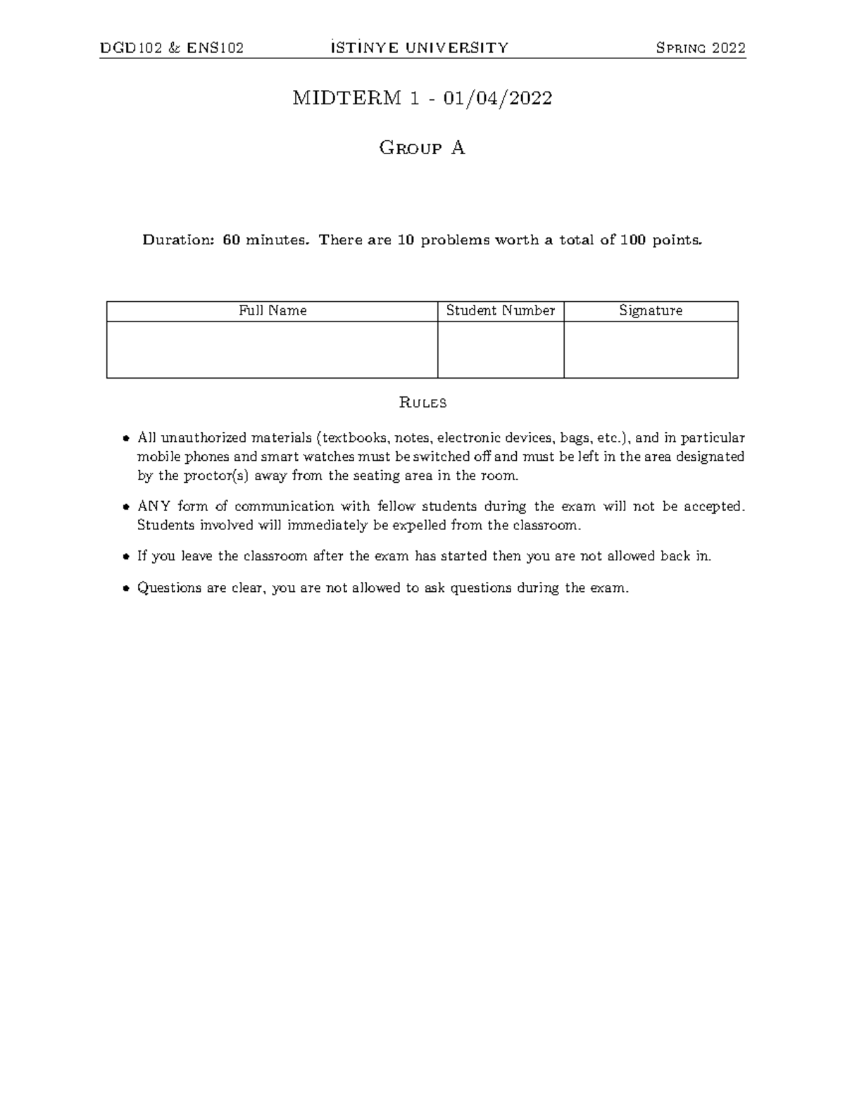 Midterm Exam 1A Answer Key - Solutions to All Problems - Studocu