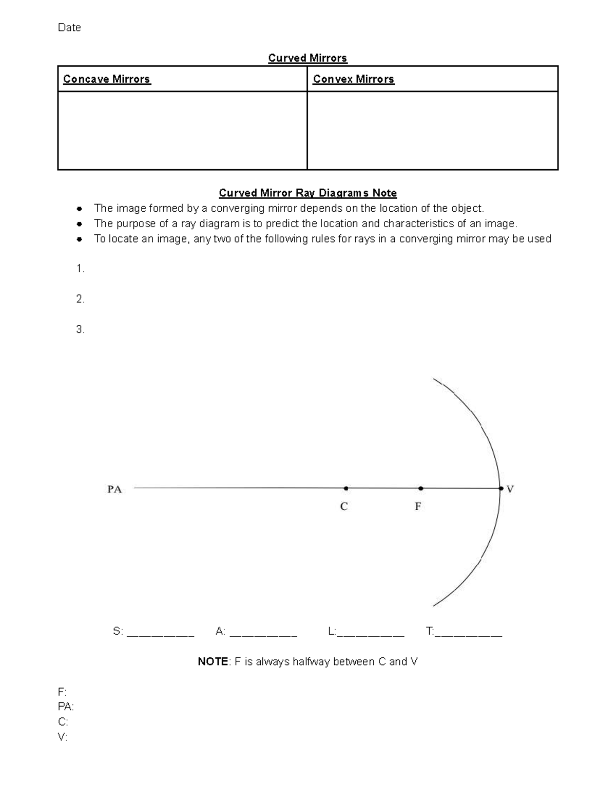 Curved Mirror Ray Diagram - note - Date Curved Mirrors Concave Mirrors ...