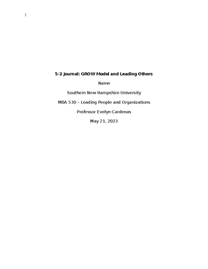 MBA 530: Module 2 journal on transformational vs transactional ...