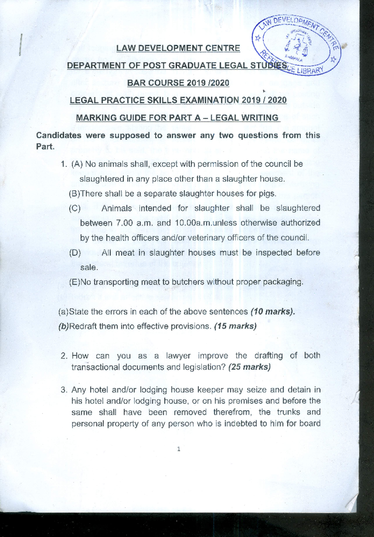 Legal Writing Marking Guide 2020: Effective Drafting Practices in LAW ...