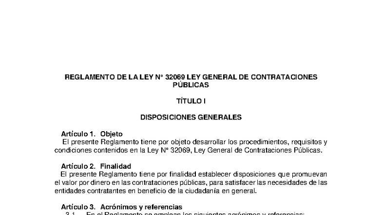 Reglamento de la Ley 32069: Contrataciones Públicas - Disposiciones ...