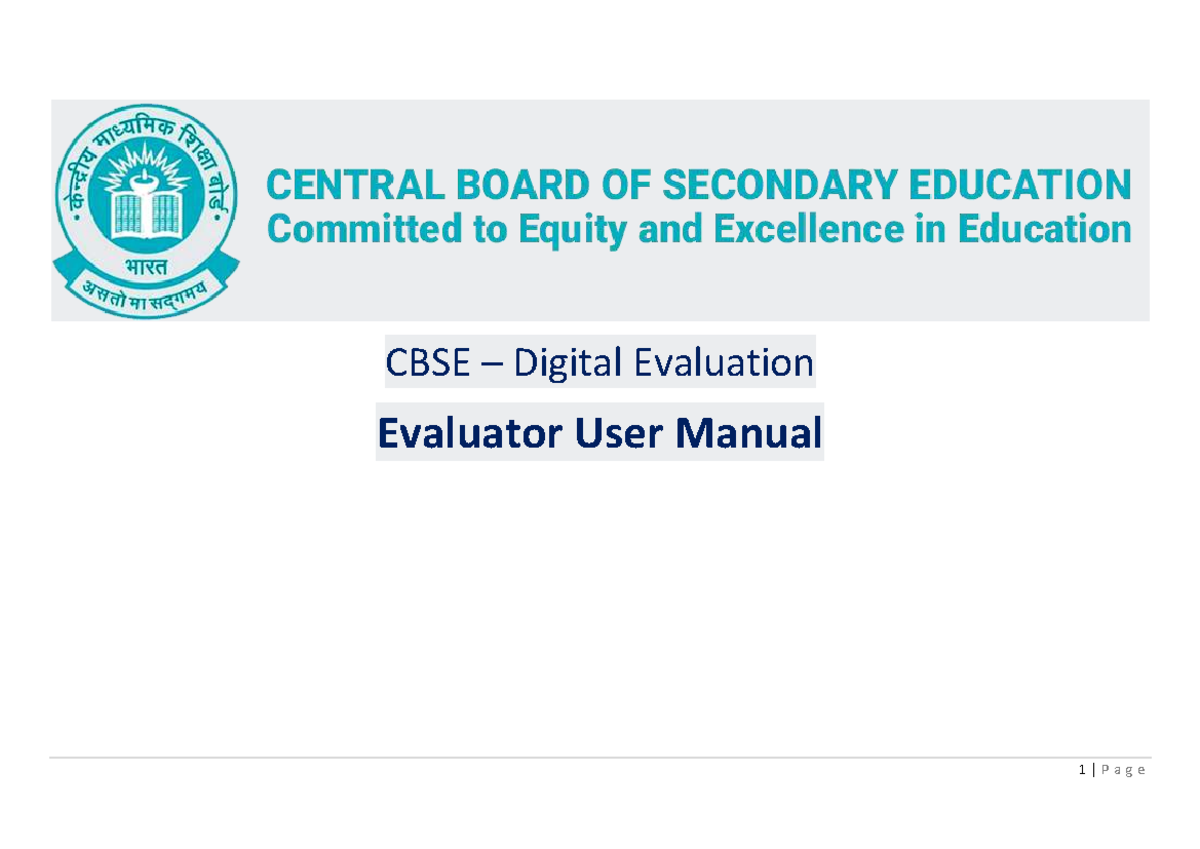 CBSE Evaluator User Manual: Digital Evaluation Workflow Guide - Studocu