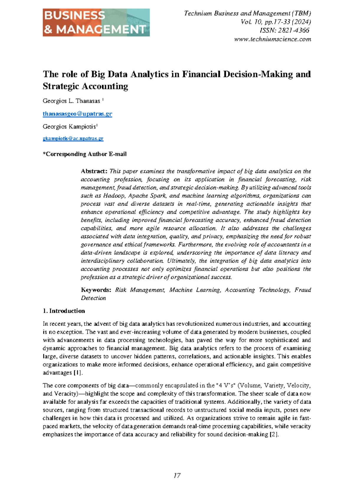 The Role of Big Data Analytics in Financial & Strategic Accounting (TBM ...