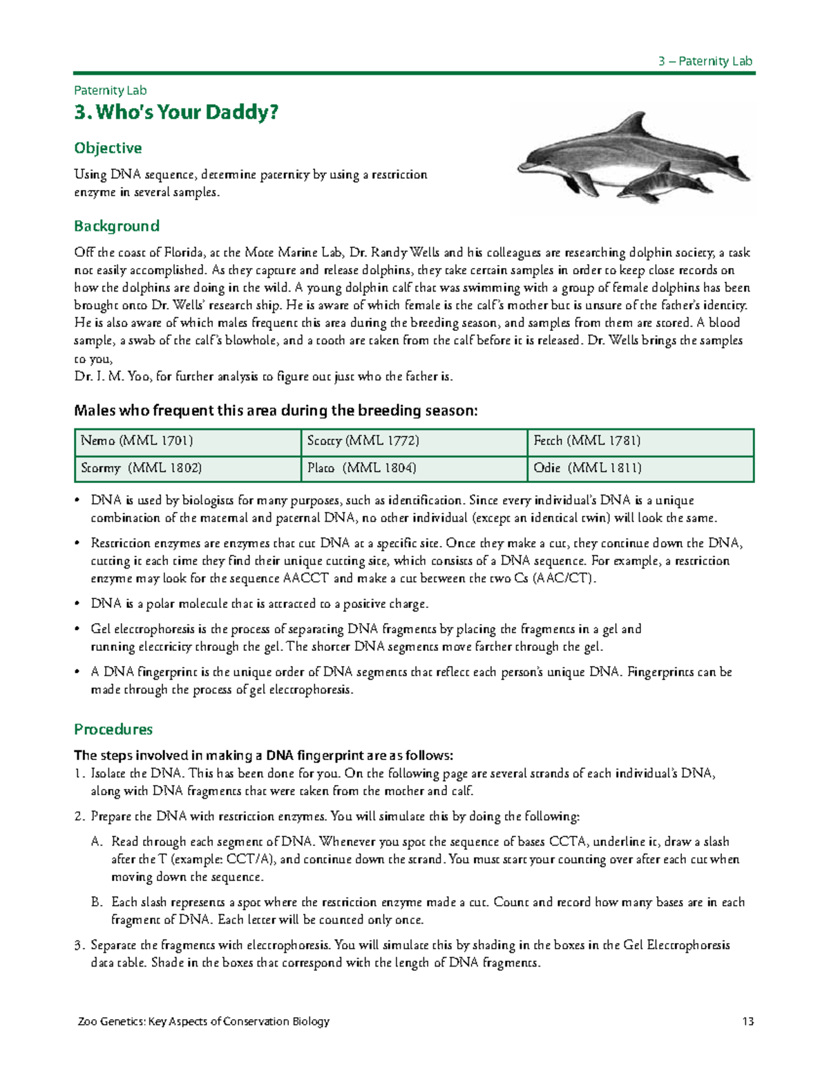Paternity Analysis Lab (MML 1701) - Determining Dolphin Parentage - Studocu