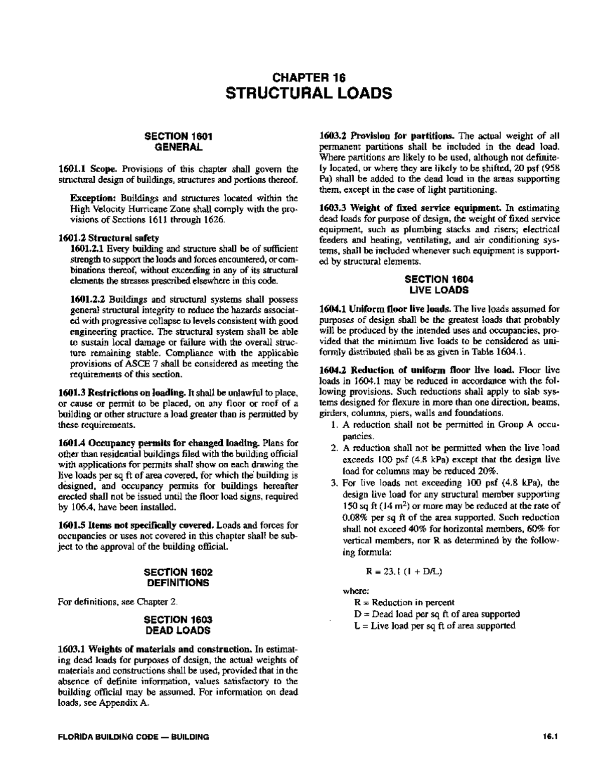 Chapter 16 Structural Loads - Florida Building Code Overview - Studocu