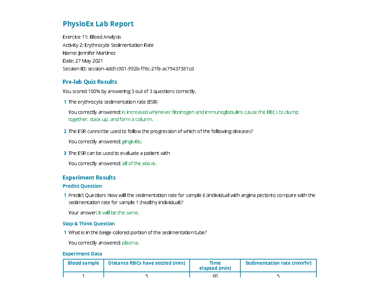 Physioex Exercise 11 Activity 2