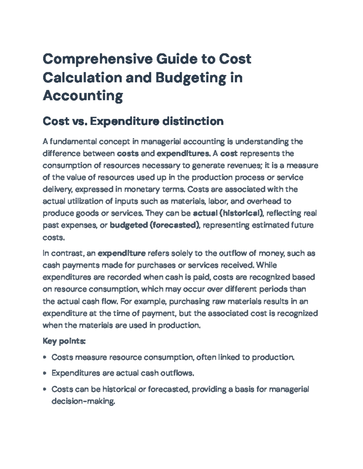 Comprehensive Guide to Cost Calculation & Budgeting in Accounting - Studocu