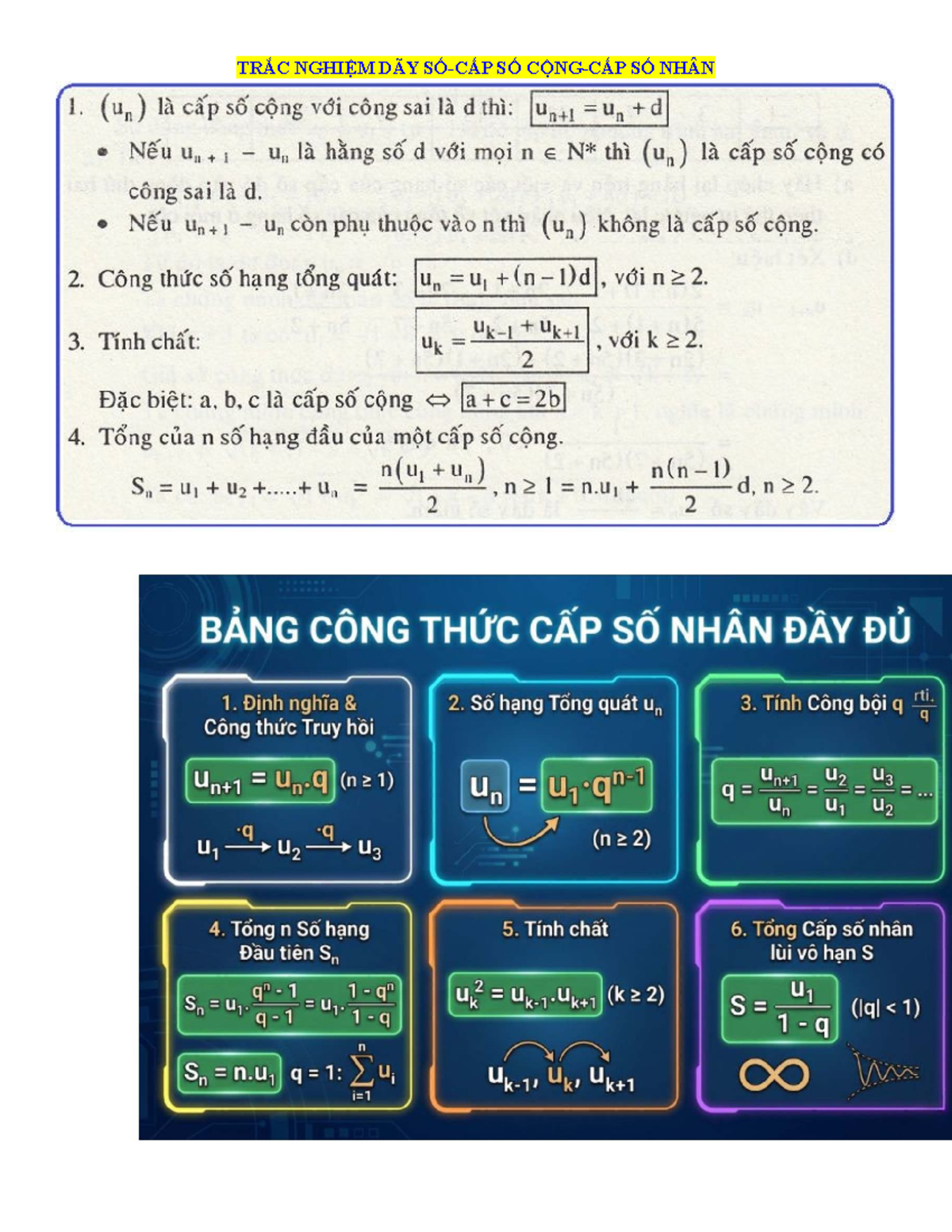 TRẮC NGHIỆM CẤP SỐ CỘNG VÀ CẤP SỐ NHÂN CSC CSN - 123 - Studocu