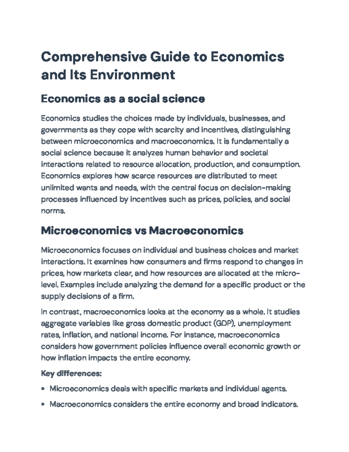 Comprehensive Overview of Economic Concepts and Policies (ECO 101 ...