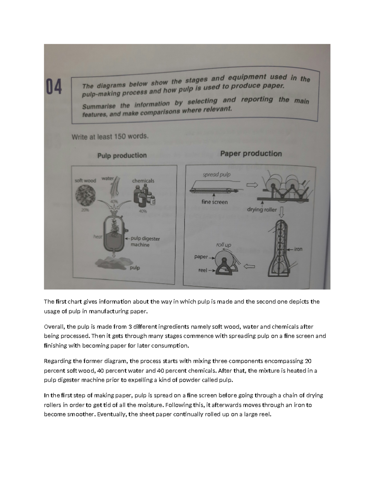 Writing Task 1: Pulp Production and Paper Manufacturing Process - Studocu