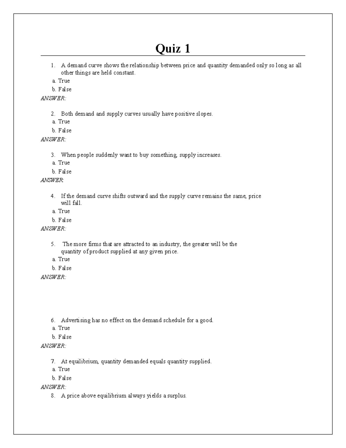 Microeconomics Quiz 1 Answers and Explanations (ECO 101) - Studocu