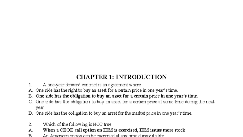 CHAPTER 1: INTRODUCTION TO FORWARD AND FUTURES CONTRACTS - QTRR-2 - Studocu