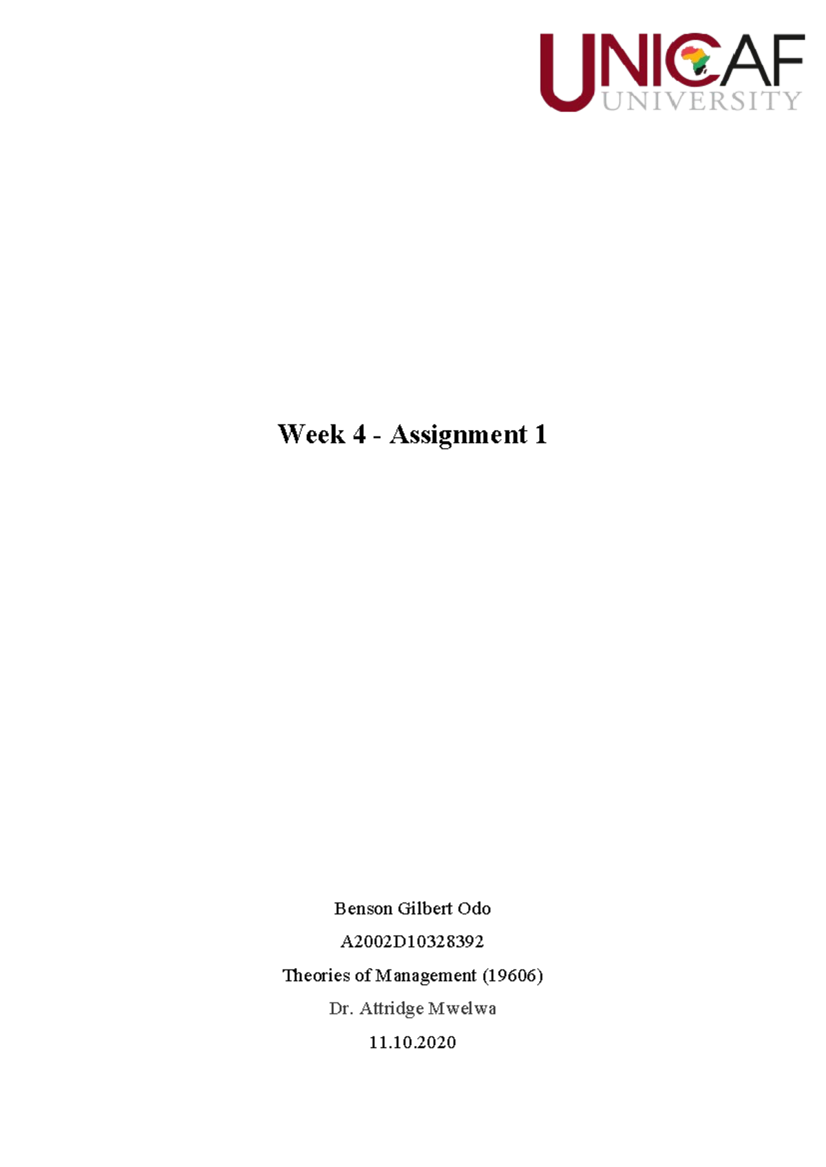 A2002D Week 4 - Individual Assignment: Theories of Management - Studocu