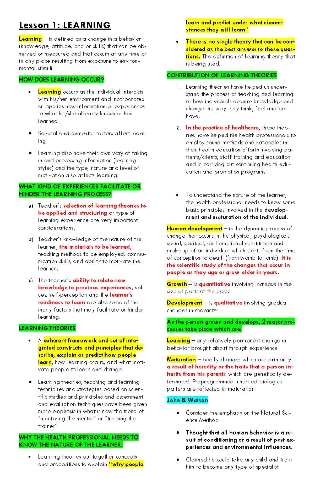 NCM 102 Health Education Overview and Developmental Stages - Studocu