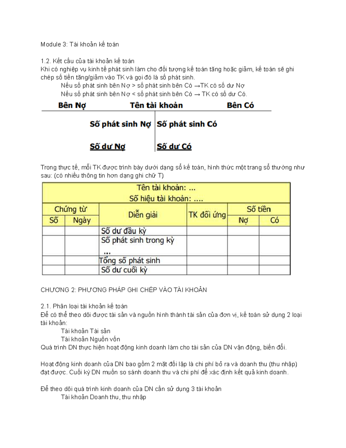 Module 3: Định khoản và ghi sổ kép trong kế toán 1.2 - Studocu