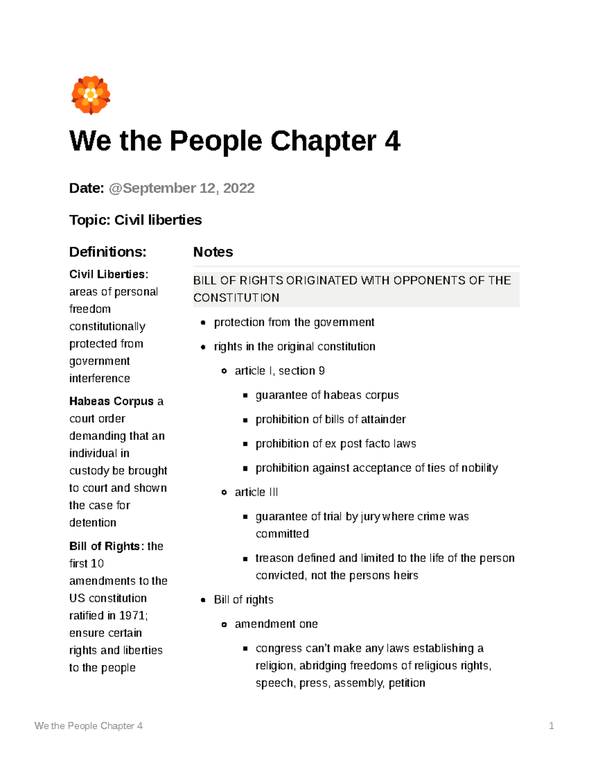 We the People CH 4: Understanding Civil Liberties and Bill of Rights ...