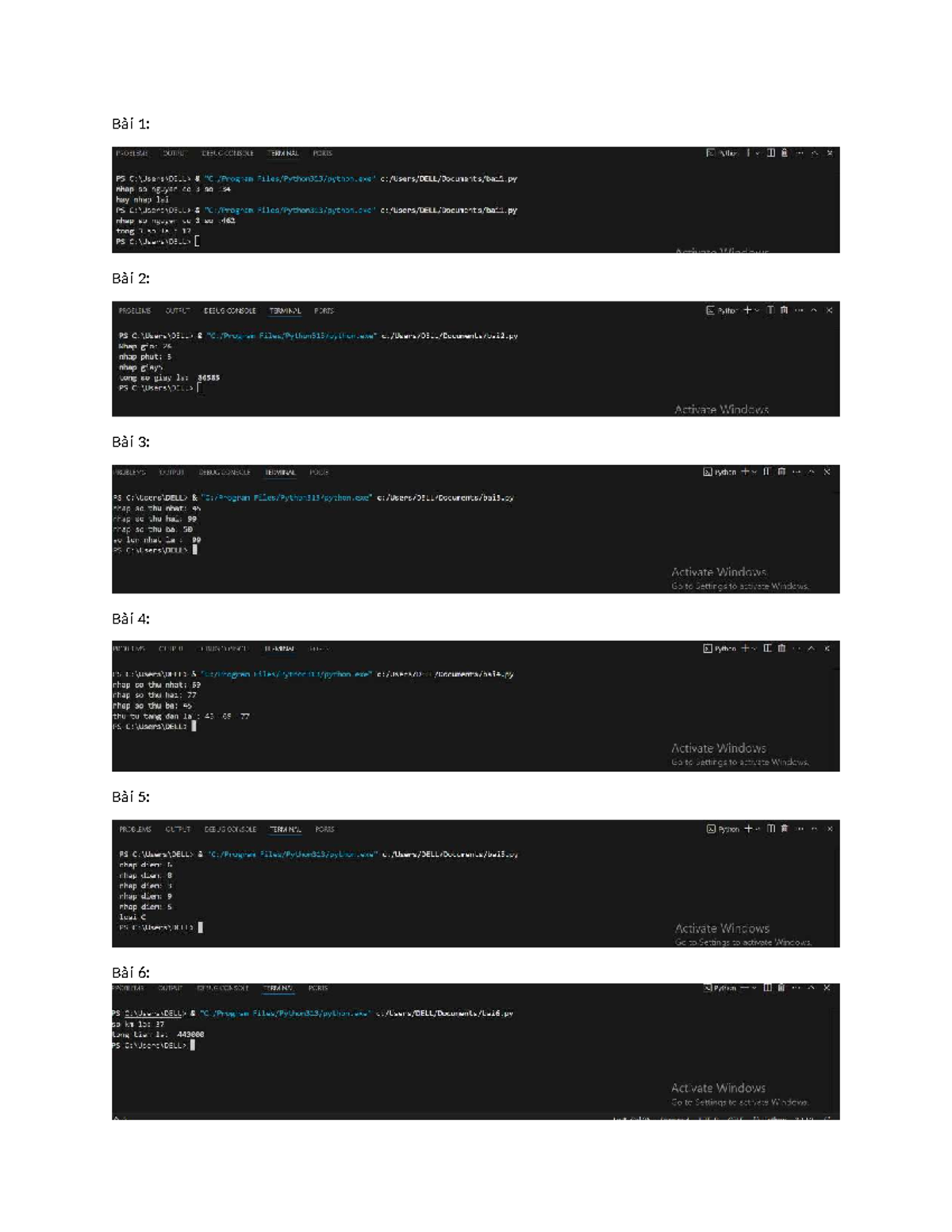 BÀI LUẬN - OUTPUT DEBUG CONSOLE TERMINAL PS Python - Studocu