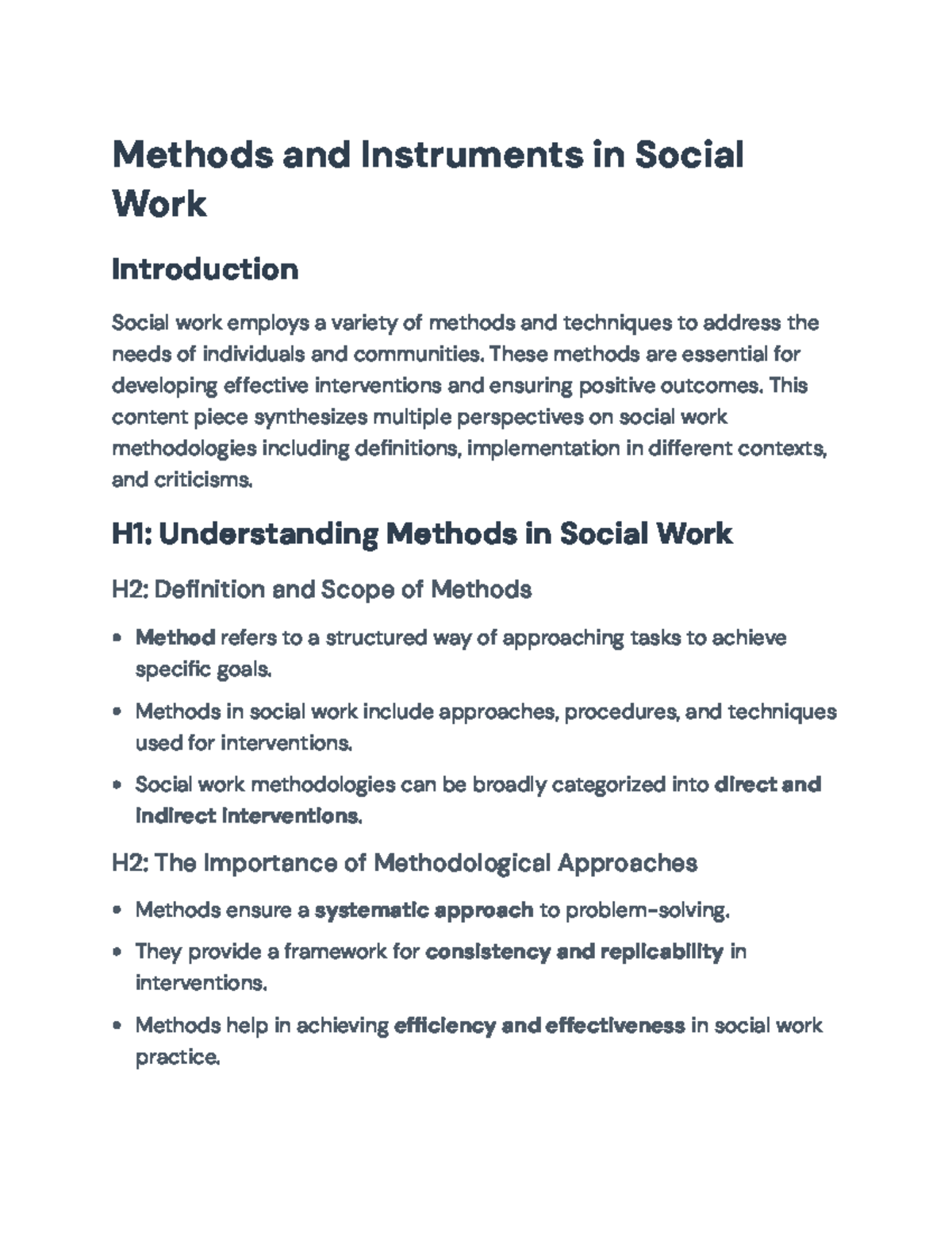 Methods and Instruments in Social Work: Frameworks for Practice ...